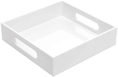 Kitchen Gadgets And Toys - White Sturdy Acrylic Tray with Handles-8x8