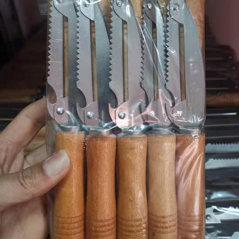 Kitchen Home Gadgets - Wooden Handle Stainless Steel Peeler, Multi-Function