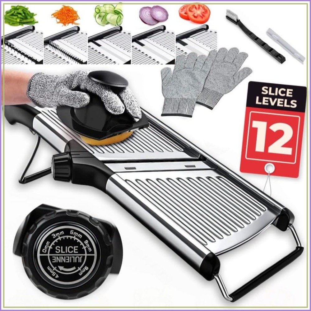 Mandoline Slicer - Adjustable Mandoline Food Slicer, Stainless Steel,