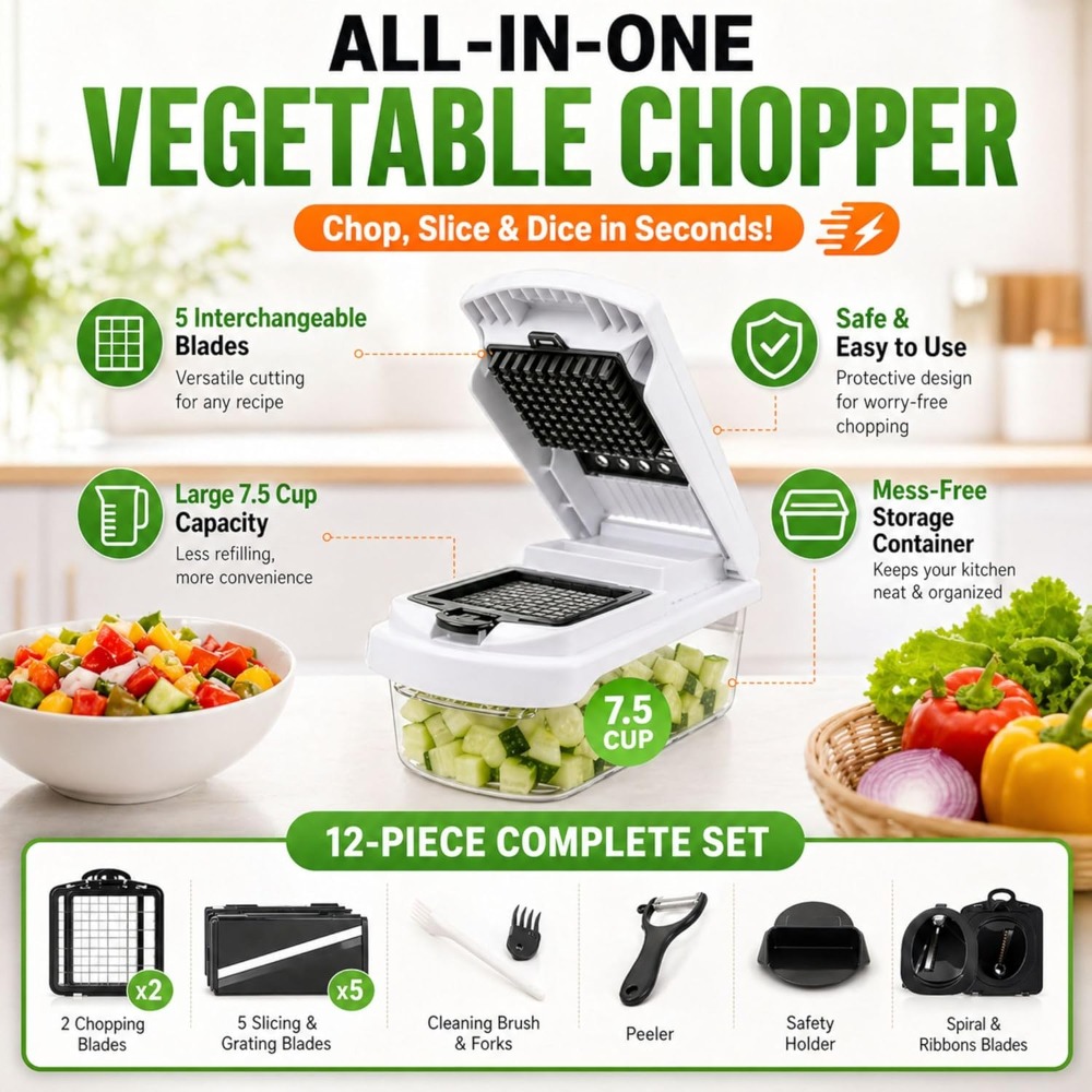 12-in-1 Vegetable Chopper with - Mandoline Slicer 리뷰 및 가격