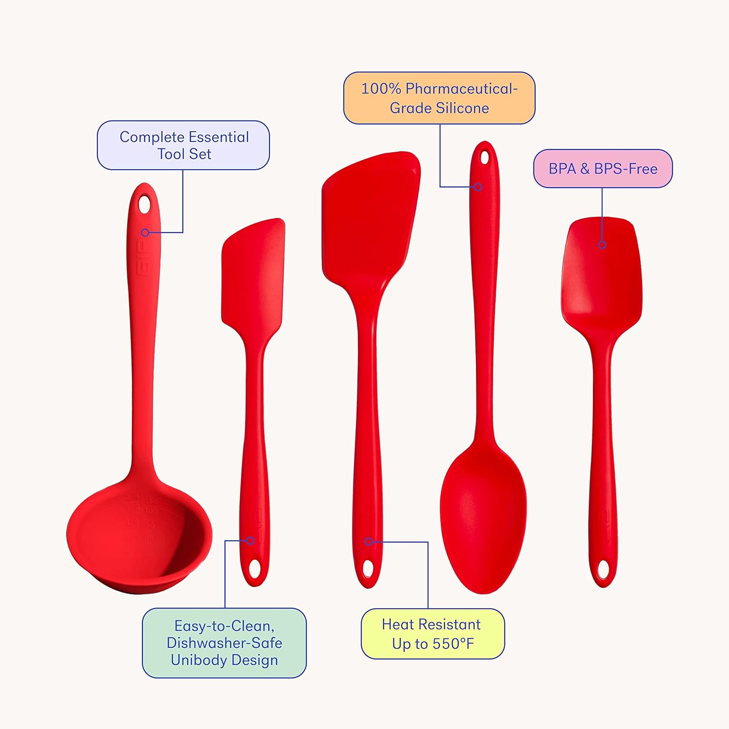 5-Piece Silicone Kitchen Utens - Silicone Spatula Set 리뷰 및 가격
