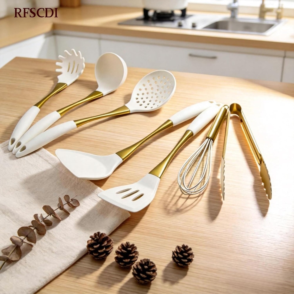 White Gold Silicone Cooking Ut - Silicone Spatula Set 리뷰 및 가격