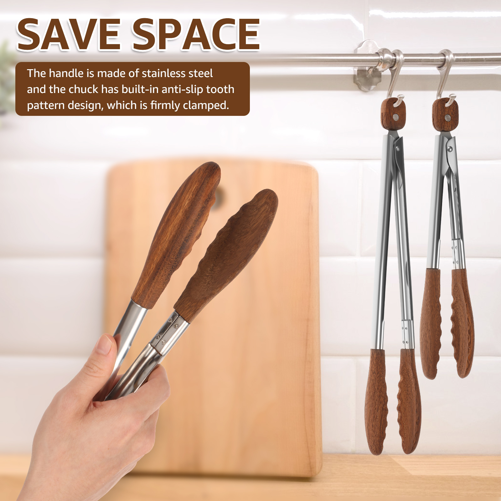 2/3 Pcs Food Tongs Walnut Wood - Kitchen Gadgets Sale 리뷰 및 가격