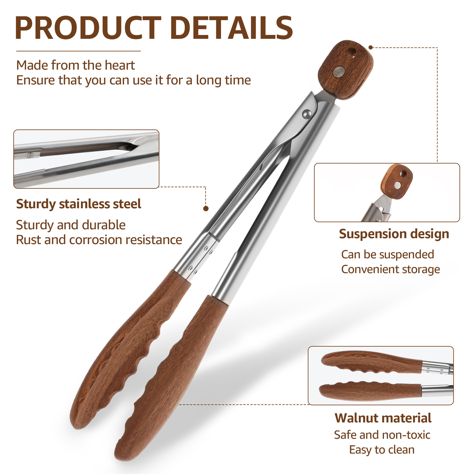 2/3 Pcs Food Tongs Walnut Wood - Kitchen Gadgets Sale 리뷰 및 가격