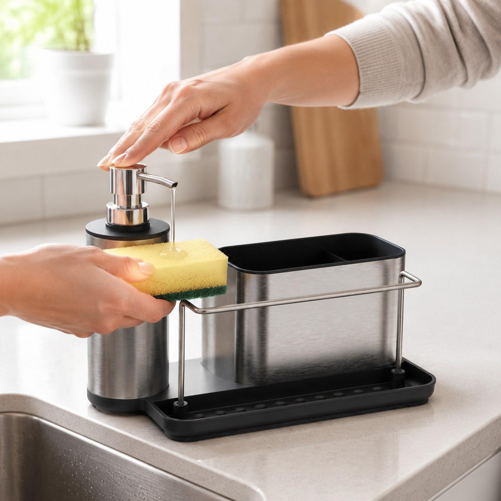 Kitchen Soap Dispenser with Sp - Kitchen Gadgets Dispenser Brush Holder 리뷰 및 가격