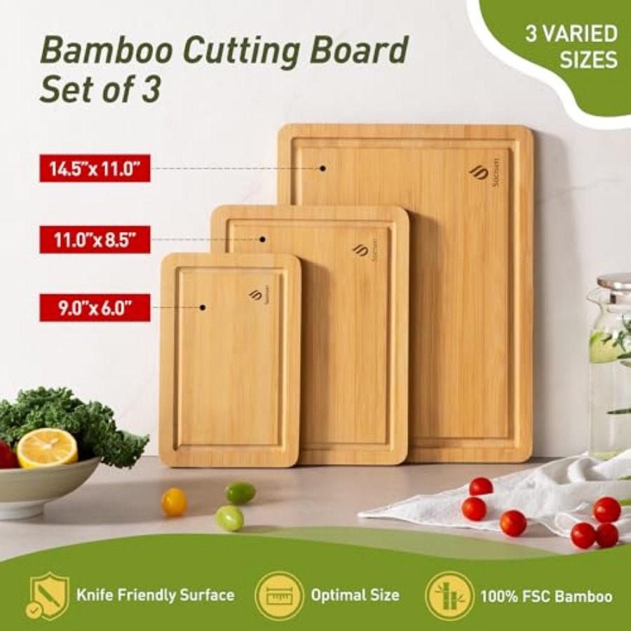 Bamboo Cutting Board Set Non S - Kitchen Gadgets To Have 리뷰 및 가격