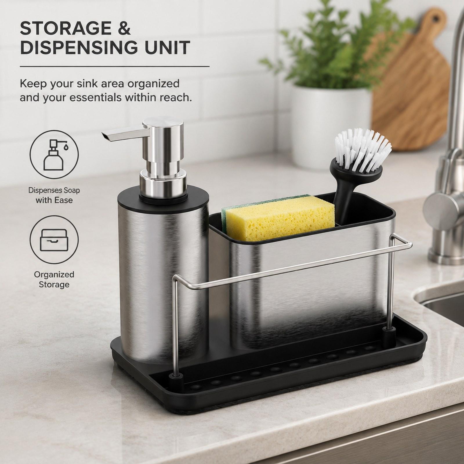 Kitchen Soap Dispenser Set Bru - Kitchen Gadgets Dispenser Brush Holder 리뷰 및 가격