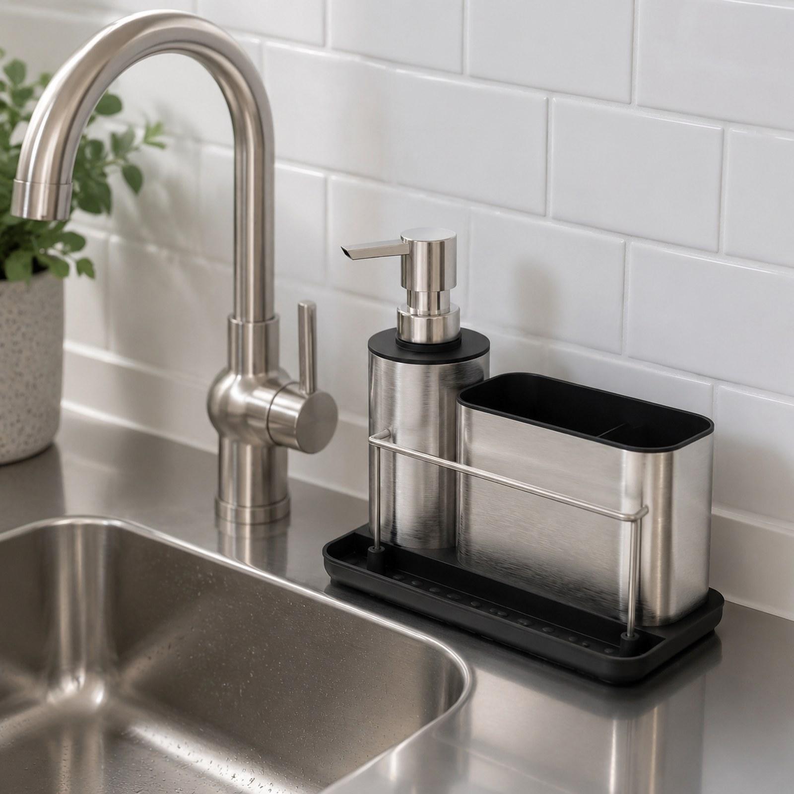 Kitchen Soap Dispenser Set Bru - Kitchen Gadgets Dispenser Brush Holder 리뷰 및 가격